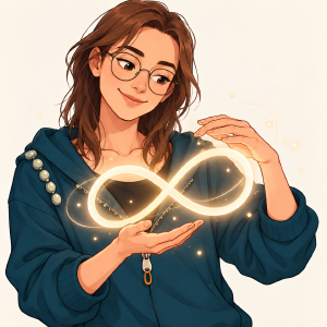 Figur mit Unendlichkeitszeichen in der Hand